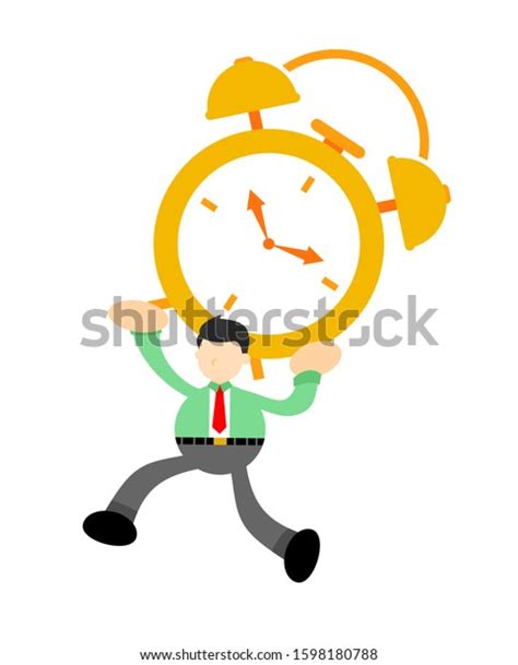 Businessman Pick Time Clock Cartoon Doodle Stock Vector Royalty Free