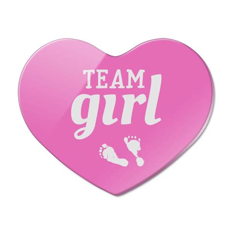 Team Girl Baby Pink Footprints Heart Acrylic Fridge Refrigerator Magnet