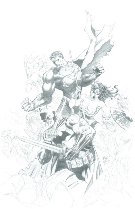Superman Batman Wonder Woman In Rick Joness Drawings And Sketches