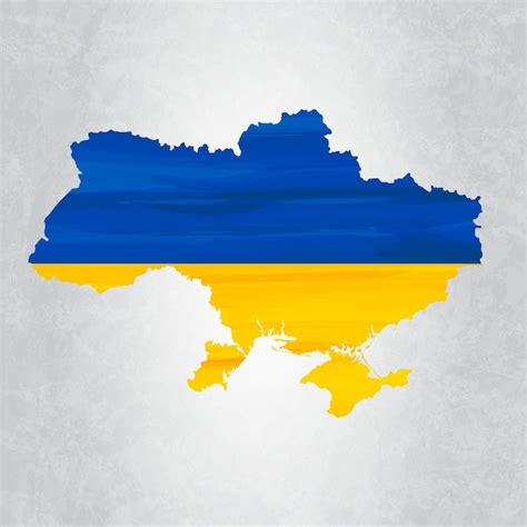 Mapa De Ucrania Con Bandera Vector Premium