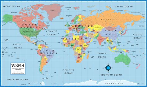 11x17 World And Usa Educational Beginners Level K 4 Desktop Map
