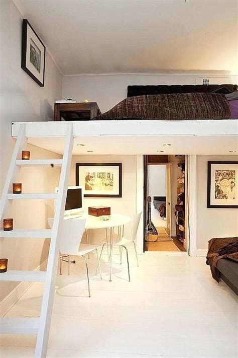 To locate the wall studs where the loft bed is situated, slowly slide the stud finder horizontally along the if you plan on painting the bed, fill all the nail holes with wood filler and caulk all the seams. Image result for diy loft bed plans | Loft beds for small ...