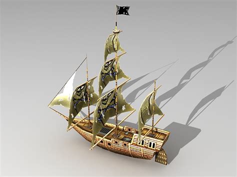 Wooden Pirate Ship 3d Model 3ds Max Files Free Download Cadnav