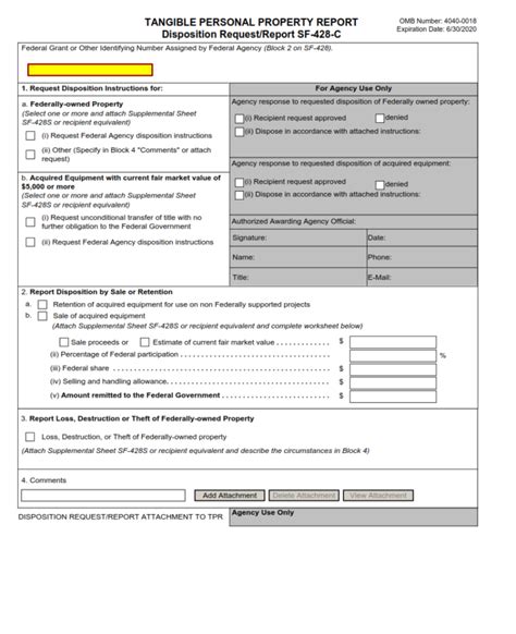 Sf 428c Form Tangible Personal Property Report Disposition Request