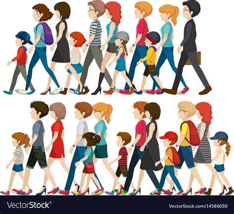 Faceless People Walking In Group Royalty Free Vector Image