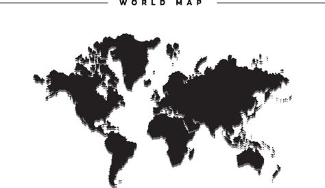Black And White World Map Drawing