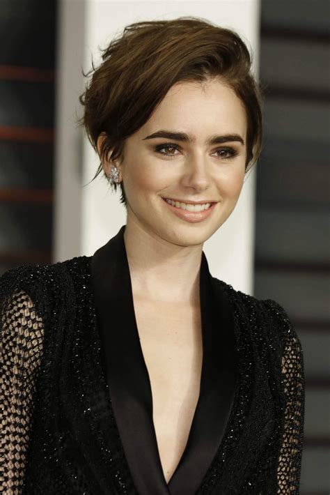 You may know why you want to cut your hair shorter, but sometimes you need some more inspiration before. Lily Collins's Short Hairstyles and Haircuts - 25+