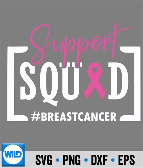 Cancer Svg Support Squad Breast Cancer Awareness Month Pink Ribbon Svg