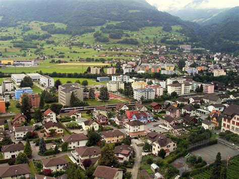 Houses of city Vaduz. stock image. Image of hills, landscape - 66535891