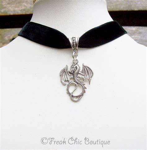 Dragon Velvet Choker Gothic Choker Dragon Jewelry By