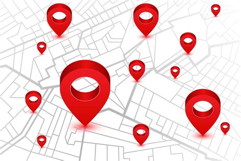 Navigator Map With Red Location Pins Vector Art At Vecteezy