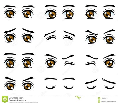 Download eyes cartoon big stock vectors. Vector Cute Cartoon Boy Eyes In Different Emotion Stock ...