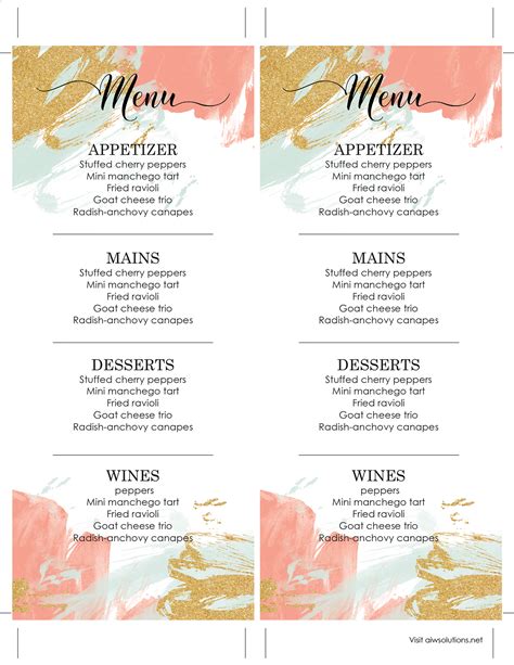 Design And Templates Menu Templates Wedding Menu Food Menu Bar Menu