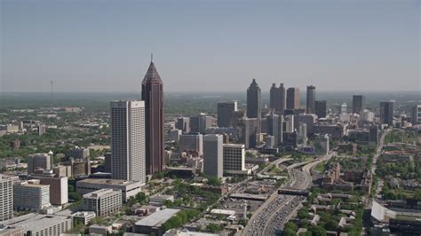 48k Stock Footage Aerial Video Flying By Midtown Atlanta Skyscrapers
