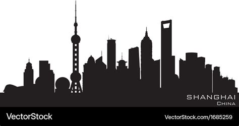 Shanghai China Skyline Detailed Silhouette Vector Image