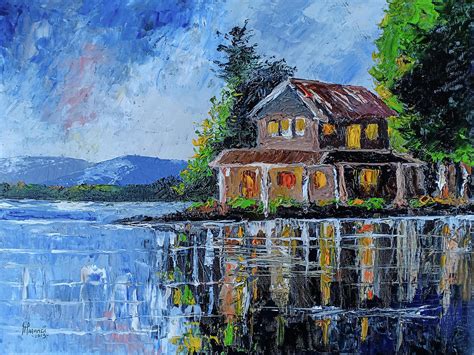 Home By The Lake Painting By Anthony Mwangi Fine Art America