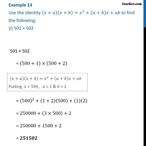 example 14 use the identity x a x b x 2 a b x ab