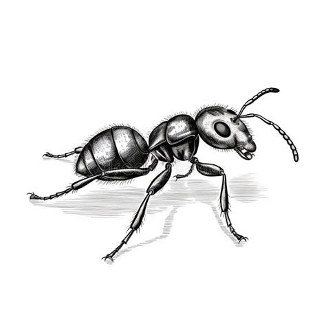 High Contrast Shaded Ant Drawing With Comic Art Style Stock