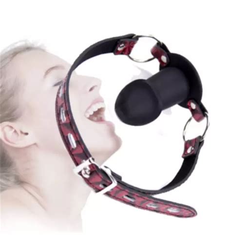 Bondage Open Mouth Gag With Silicone Plug Bdsm Slave Harness Deep Throat Stuffed Picclick