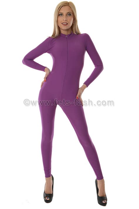 Catsuit With Front Zipper From Fets Fash In Elastane Lilac Flexible And