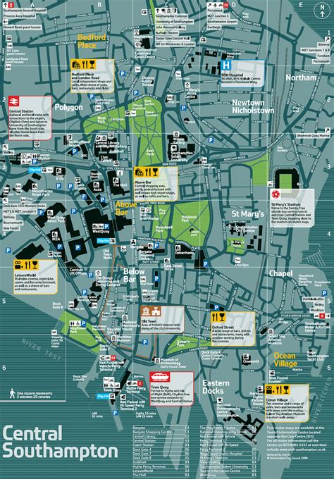 Map Of Central Southampton Uk Southampton Map Area Map Southampton