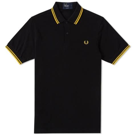 Fred Perry Black And Yellow Cotton Slim Fit Twin Tipped Polo Shirt For Men Save 19 Lyst