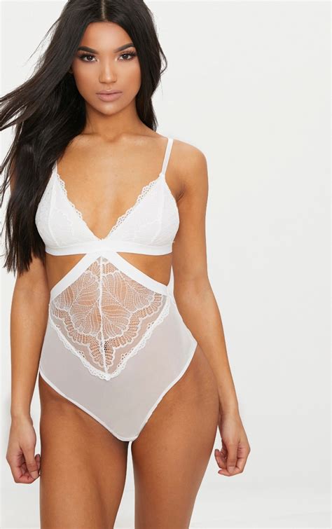 White Cut Out Lace Body Lingerie Prettylittlething