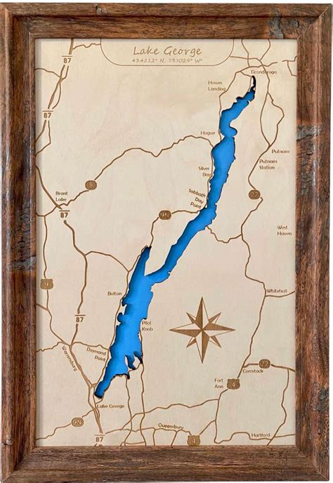 Laser Cut Wooden Maps Of Adirondack Lakes By Trig Point Designs