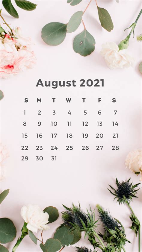 Printable August Calendar 2021 Free Printable Calendars Shuteye In