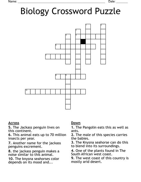 Biology Crossword Puzzle Wordmint