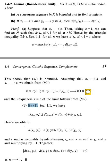 functional analysis suppose x n rightarrow x and y n rightarrow y then d x n y n