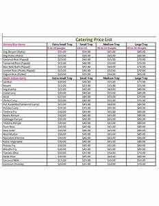 Catering Price List Template Excel Templates
