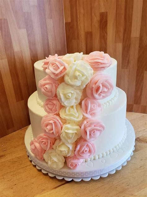 It came out just beautiful and so very yummy! French Vanilla Wedding cake with buttercream roses. | Wedding cake vanilla, Buttercream roses ...