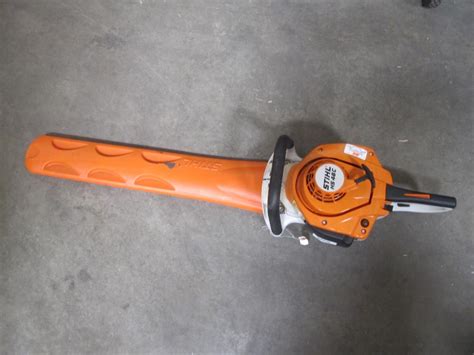 Stihl manufactures hedge trimmers in compact models and pole models with blades mounted on long shafts. Stihl HS 46C Gas Hedger | Property Room