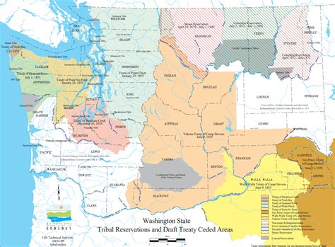 Map Of Tribal Reservations And Ceded Areas In Washington State