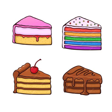 Premium Vector Vector Illustration Set A Piece Of Cakes In Cartoon