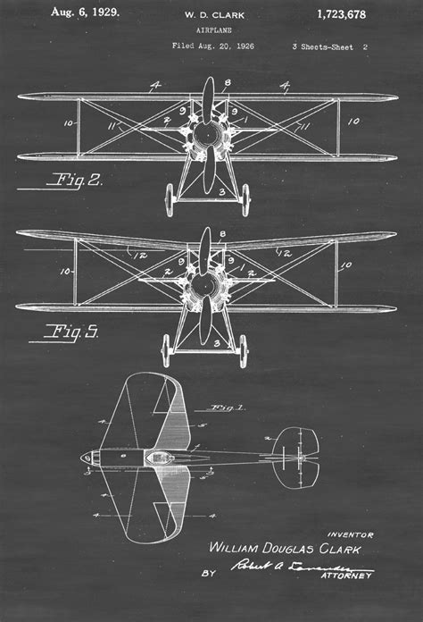 Biplane Patent Print Vintage Aviation Art Airplane Art Airplane