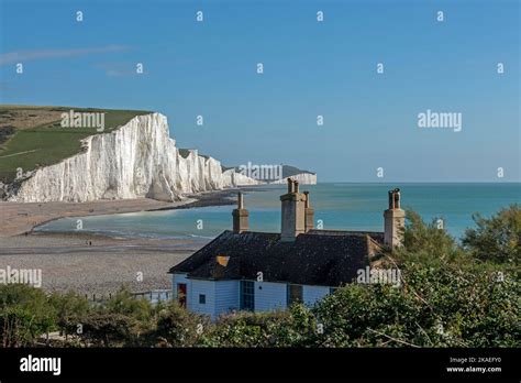 Cuckmere Haven, white cliffs The Seven Sisters, house, South Downs