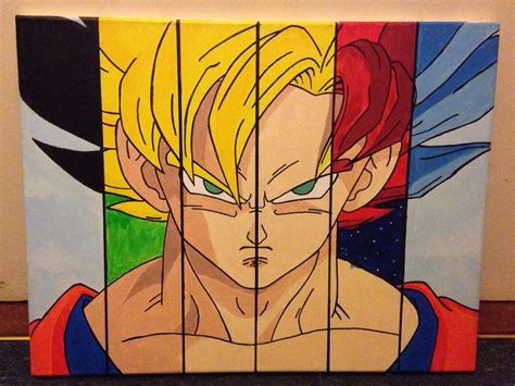 Canvas Painting Of Goku With All 6 Forms Combined Anime Canvas Art