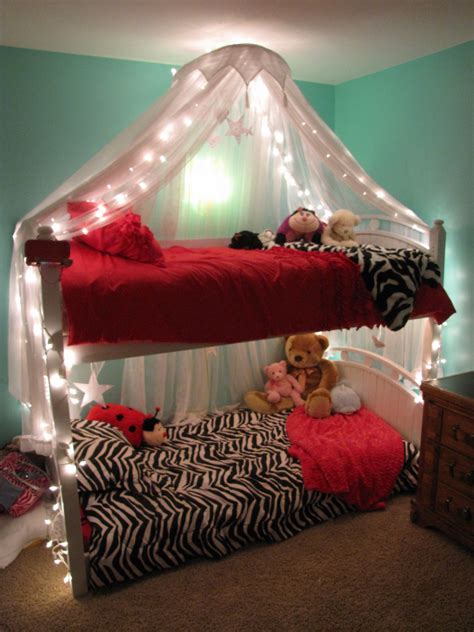 But flowing yards of fabric can be too much; Priddy Haven: Project: Girls Lighted Bed Canopy