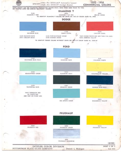 Paint Chips 1956 Ford Truck Fleet Commercial