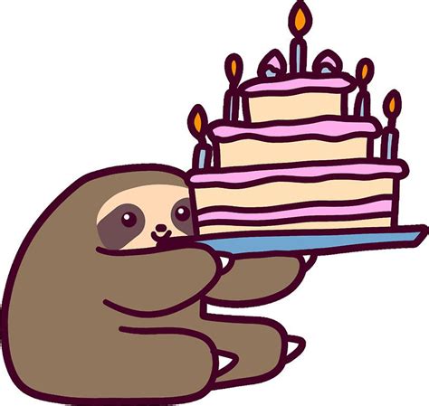 Birthday Cake Sloth Stickers By Saradaboru Redbubble Sloth Cute