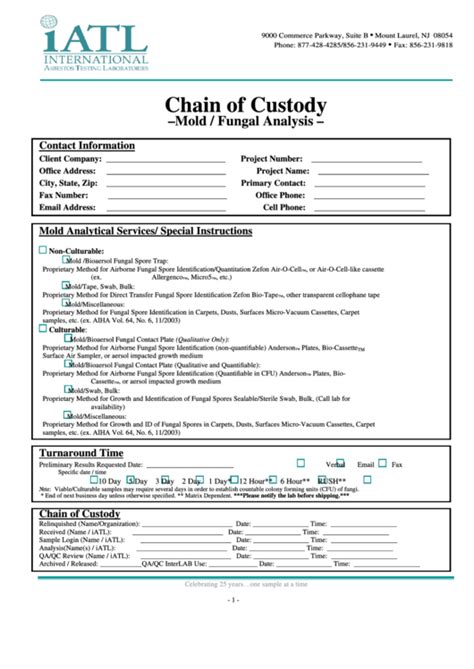 Free Printable Chain Of Custody Form Printable Forms Free Online