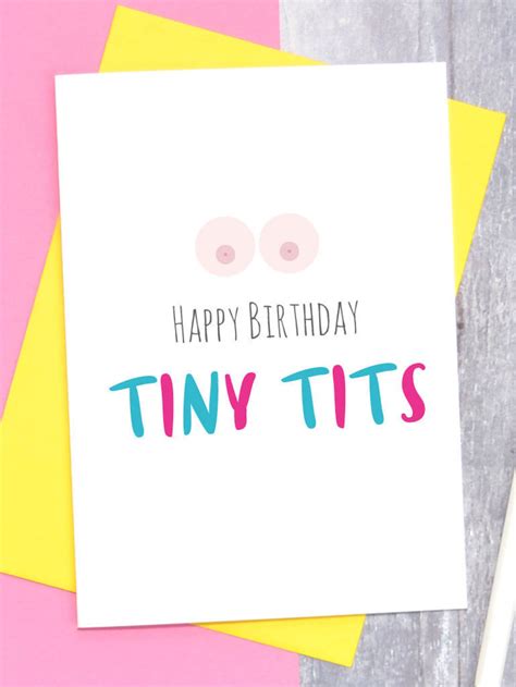Happy Birthday Tiny Tits Card Small Boobs Birthday Card Etsy