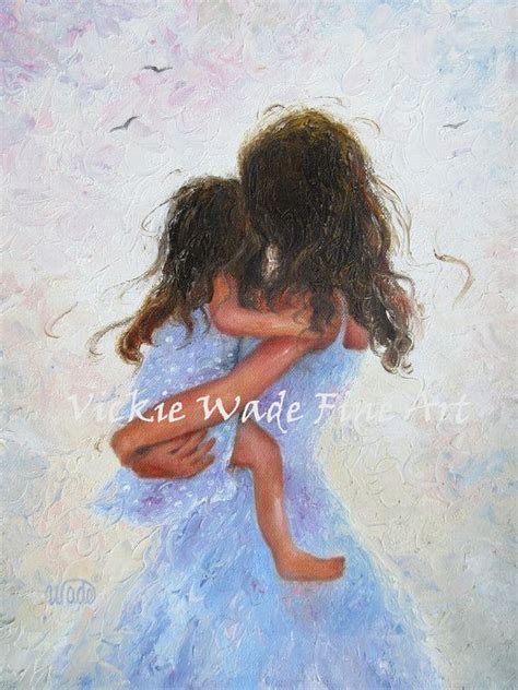 Mother Daughter Art Print Loving Mother Hugs Hugging Etsy Mother