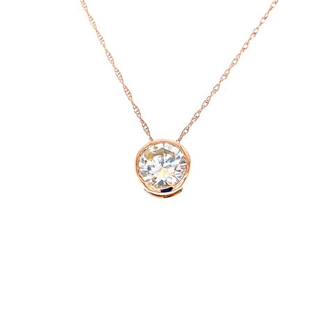 Estate Diamond Solitaire Pendant In Rose Gold Jewelry By Designs