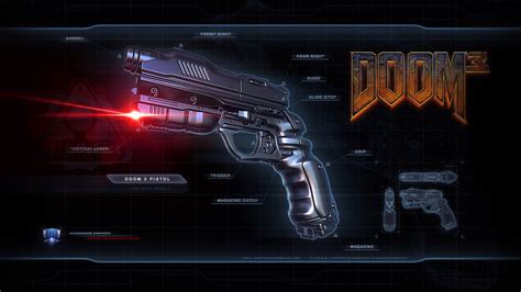 Doom 3 Pistol High Poly Render Rdoom
