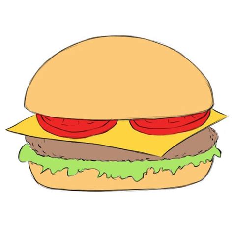How To Draw A Burger For Kids Easy Drawing Tutorial