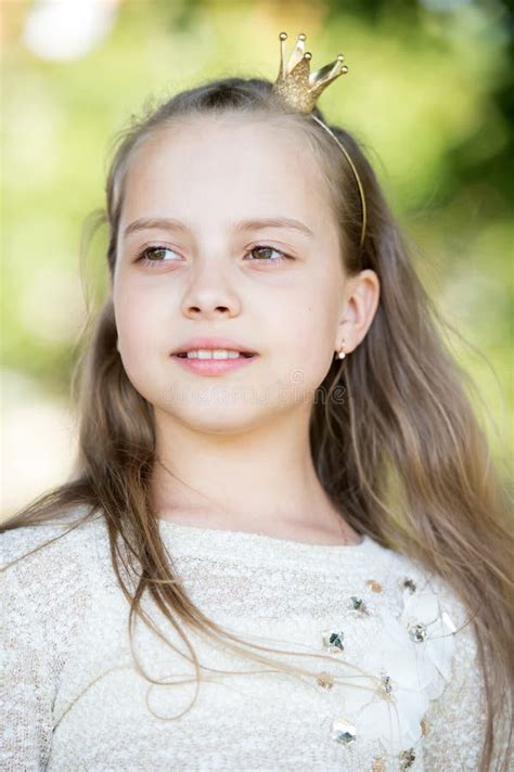 Retrato De Uma Menina Feliz Pequena Bonita Da Princesa Imagem De Stock