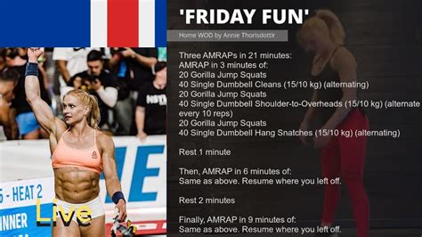 Friday Fun Wod Wodwell Annie Thorisdottir Home Workout Youtube
